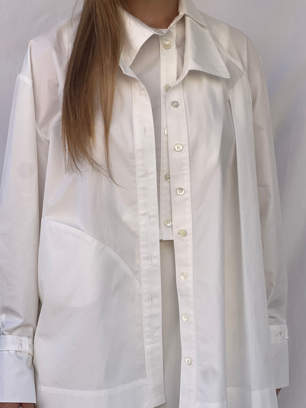 Double Collar Shirt - white-Julye Han-APOC STORE