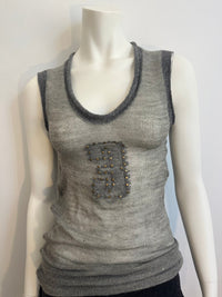 Sheer wool studded tank top grey-Lilies of the Valley-APOC STORE
