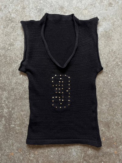 Studded stretch tank top black-Lilies of the Valley-APOC STORE