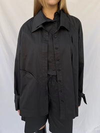 Double Collar Shirt - Charcoal-Julye Han-APOC STORE