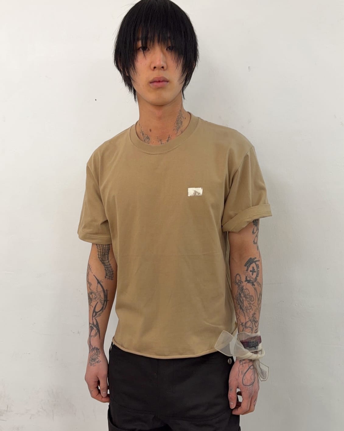 Cut off T-shirts (Beige)-EGNARTS-APOC STORE