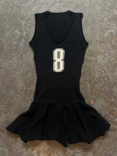 Lambswool Ruffle mini dress black/white-Lilies of the Valley-APOC STORE