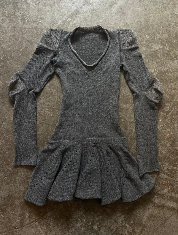 Ruffle mini jumper dress grey-Lilies of the Valley-APOC STORE