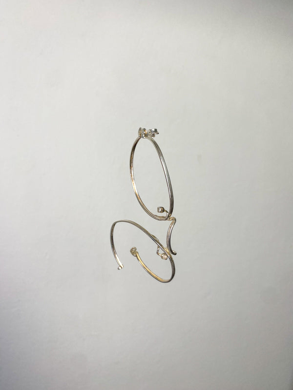 Single big silver glasses earring 2-Lou de Bètoly-APOC STORE