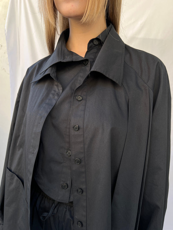 Double Collar Shirt - Charcoal-Julye Han-APOC STORE