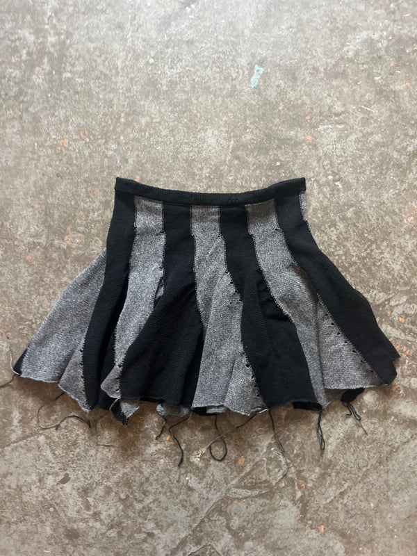 Striped wool ruffle skirt grey/black-Lilies of the Valley-APOC STORE