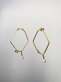 Pair of small gold pearl glasses earrings 3-Lou de Bètoly-APOC STORE