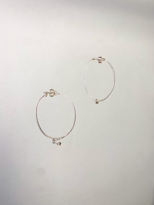 Pair of small silver glasses earrings 1-Lou de Bètoly-APOC STORE