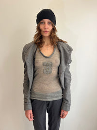 Sheer wool studded tank top grey-Lilies of the Valley-APOC STORE