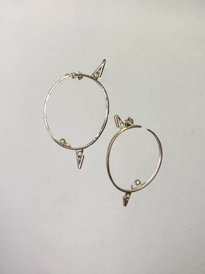 Pair of small silver glasses earrings 2-Lou de Bètoly-APOC STORE