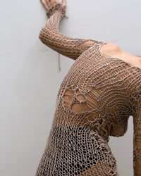 Holey Dress in Beige-V4K-APOC STORE