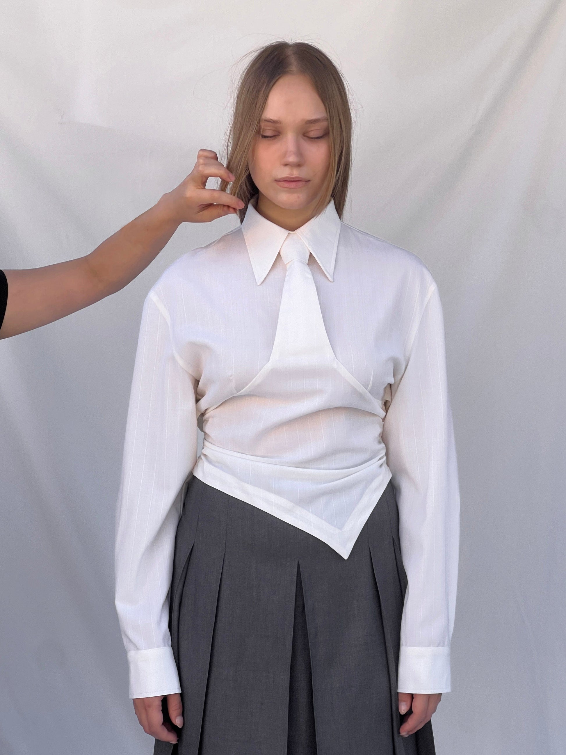 Wool Necktie Shirt-Julye Han-APOC STORE