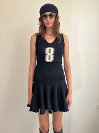 Lambswool Ruffle mini dress black/white-Lilies of the Valley-APOC STORE