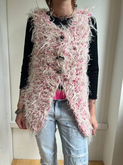 "Peeing girls" hairy crochet vest-TATi-APOC STORE
