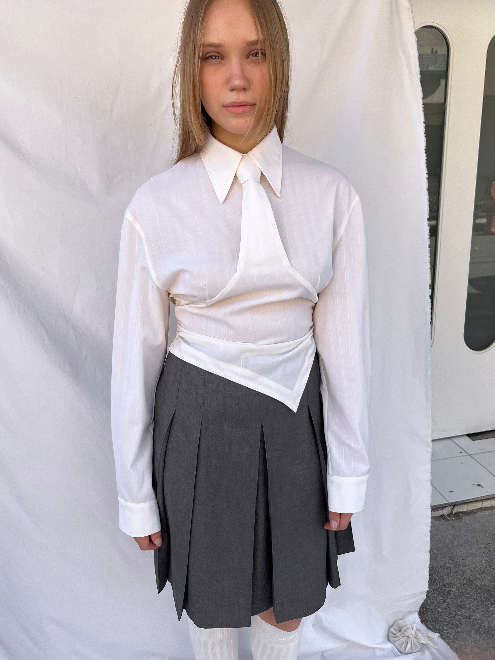 Wool Necktie Shirt-Julye Han-APOC STORE