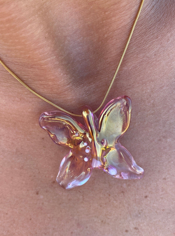 Golden Butterfly Necklace-Pia Glassworks-APOC STORE