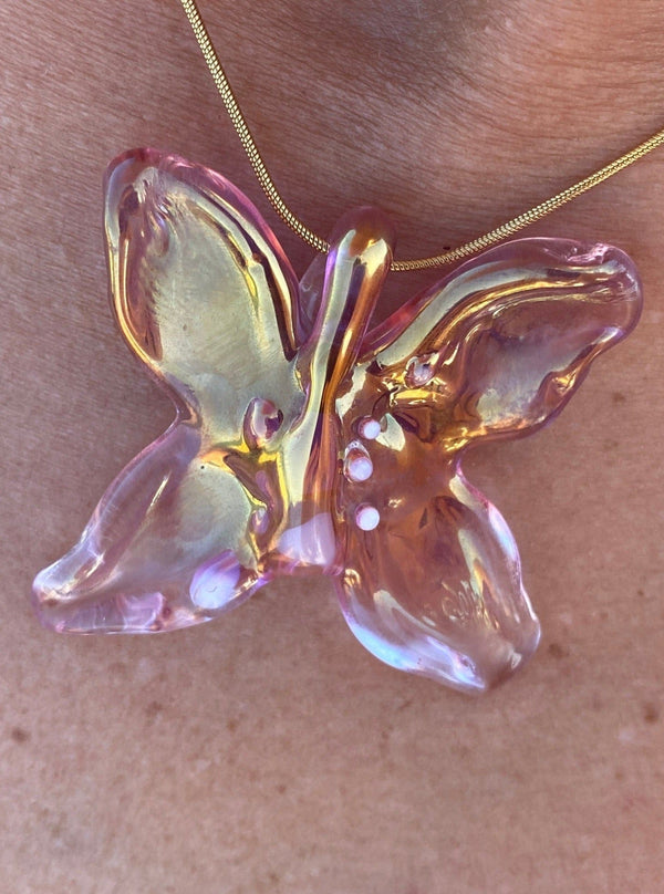 Golden Butterfly Necklace-Pia Glassworks-APOC STORE