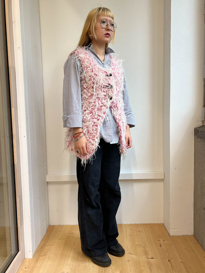 "Peeing girls" hairy crochet vest-TATi-APOC STORE