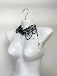 Pearl and Crochet Choker Black-Lou de Bètoly-APOC STORE