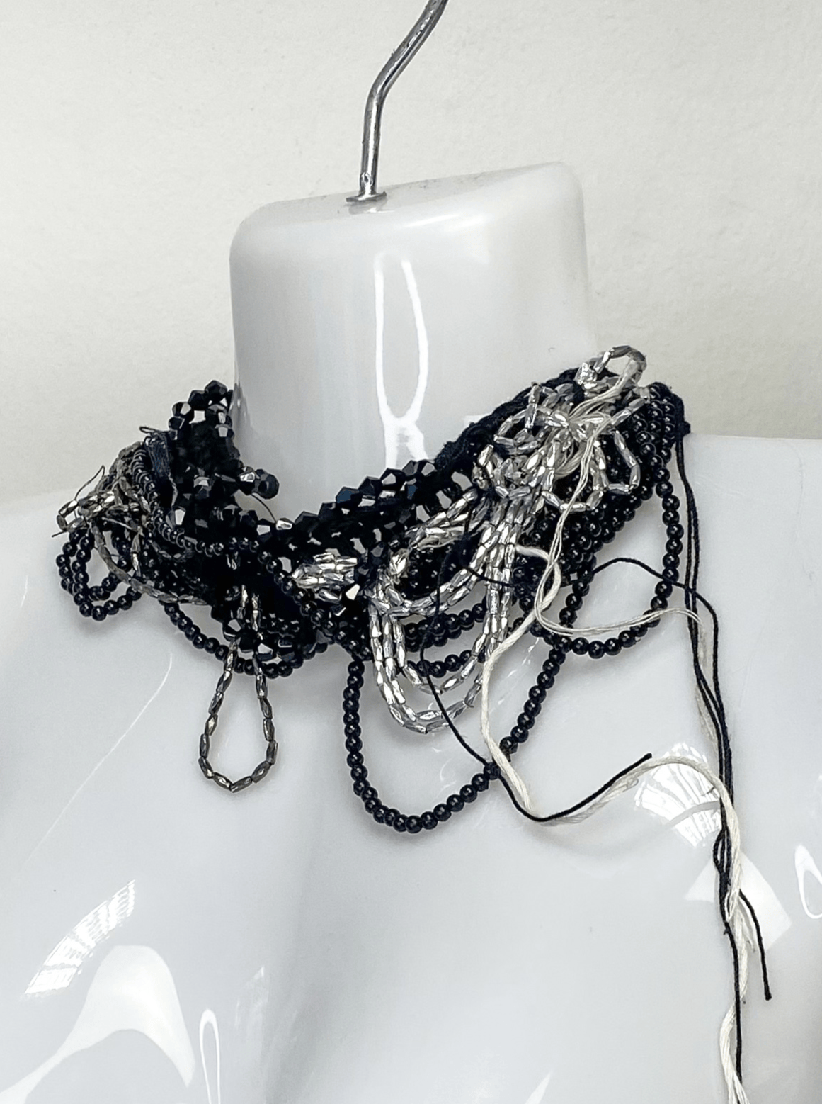 Pearl and Crochet Choker Black-Lou de Bètoly-APOC STORE