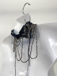 Pearl and Crochet Choker Black-Lou de Bètoly-APOC STORE