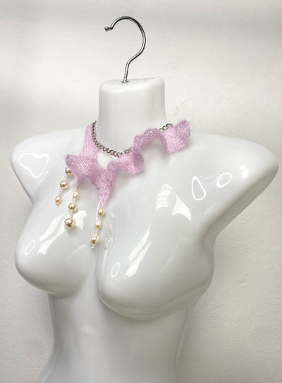 Knitted Choker Pink 1-Lou de Bètoly-APOC STORE