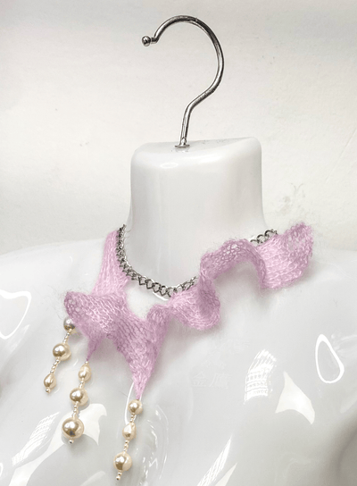 Knitted Choker Pink 1-Lou de Bètoly-APOC STORE