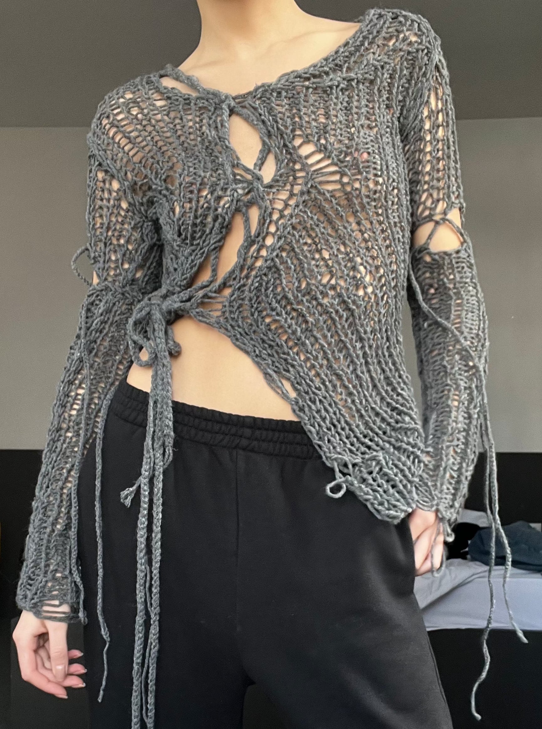 Tied Parts Sweater-V4K-APOC STORE