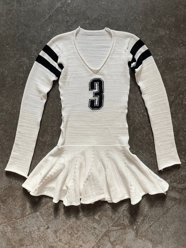 Ruffle mini jumper dress white/black-Lilies of the Valley-APOC STORE