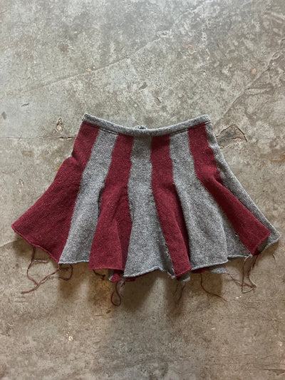 Lambswool ruffle skirt grey/red-Lilies of the Valley-APOC STORE