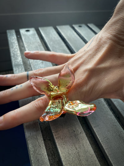Golden Orchid Butterfly Ring-Pia Glassworks-APOC STORE
