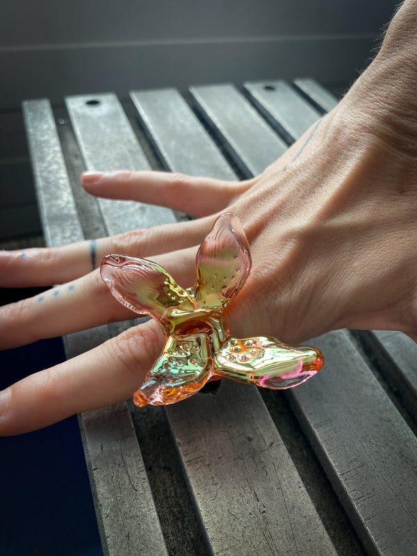 Golden Orchid Butterfly Ring-Pia Glassworks-APOC STORE