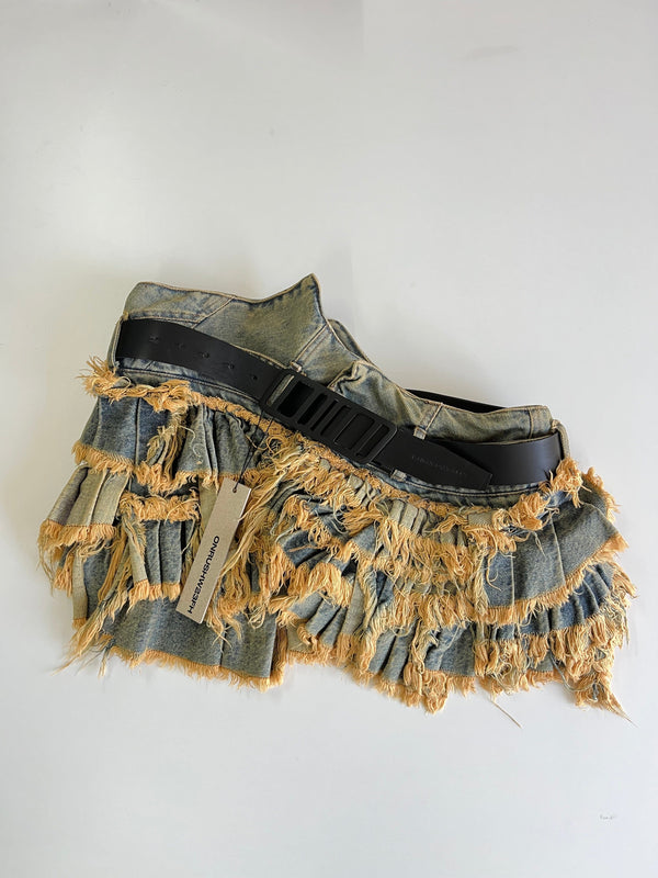 Twirl Mini Skirt Denim Dirty Wash-Onrushw23fh-APOC STORE