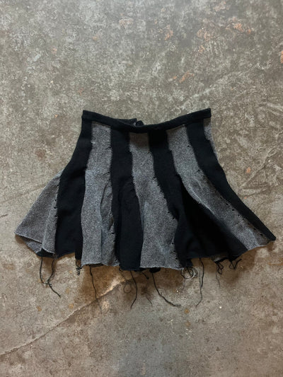 Striped wool ruffle skirt grey/black-Lilies of the Valley-APOC STORE