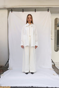 Double Collar Shirt - white-Julye Han-APOC STORE