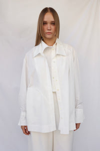 Double Collar Shirt - white-Julye Han-APOC STORE