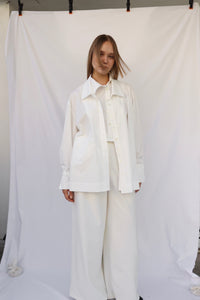 Double Collar Shirt - white-Julye Han-APOC STORE