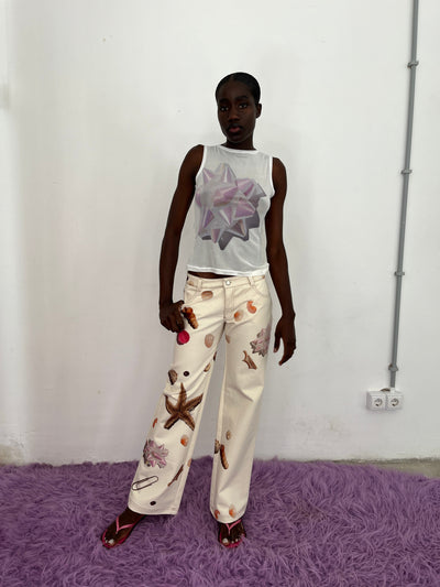 Seastar Printed Denim Trousers-Constanca Entrudo-APOC STORE