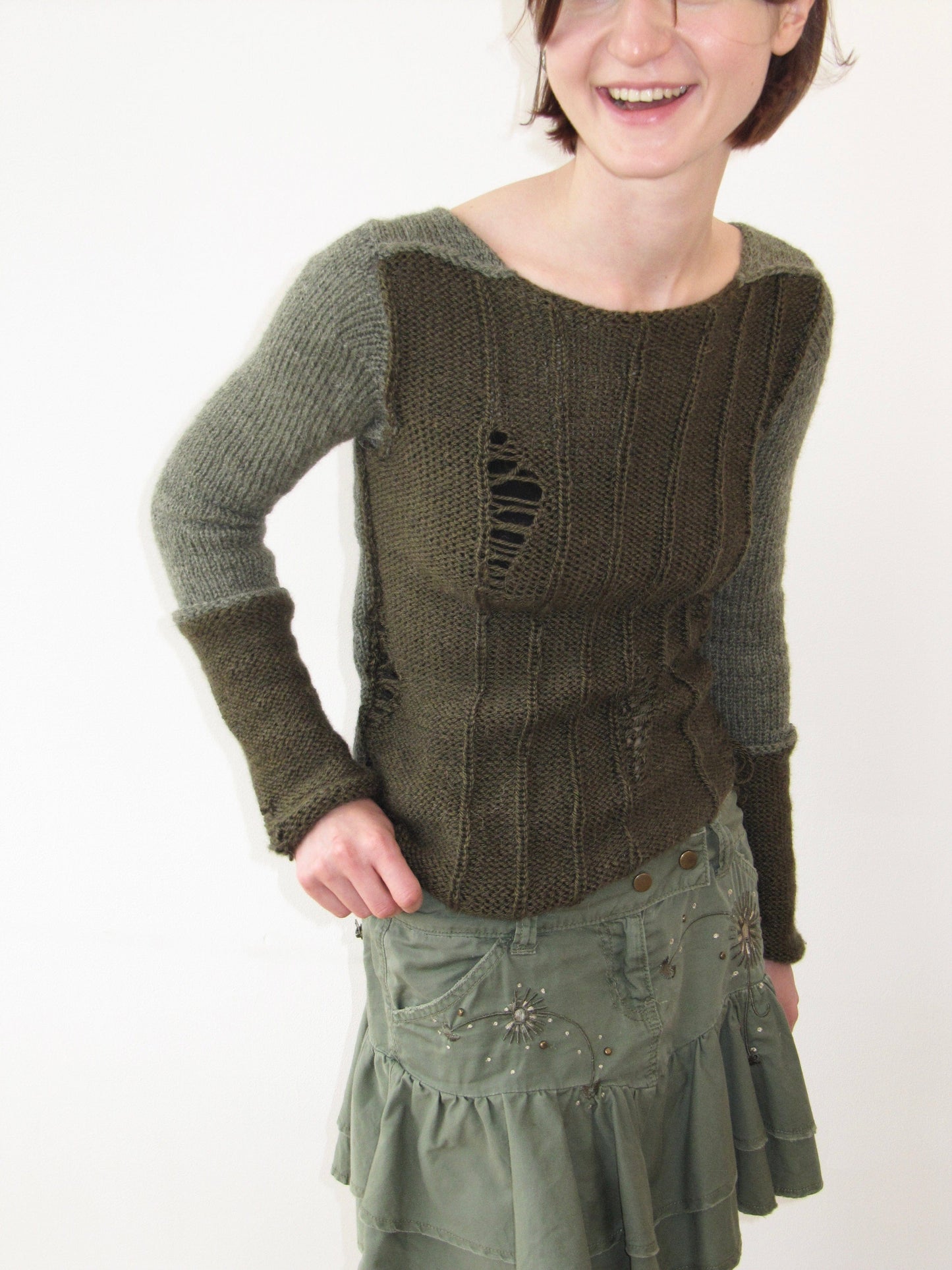 Double sweater “Forest” green-V4K-APOC STORE