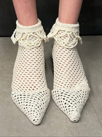 Crochet Socks with Floral Element-Nastyamasha-APOC STORE