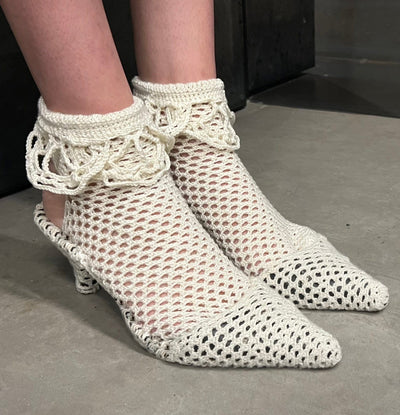Crochet Socks with Floral Element-Nastyamasha-APOC STORE