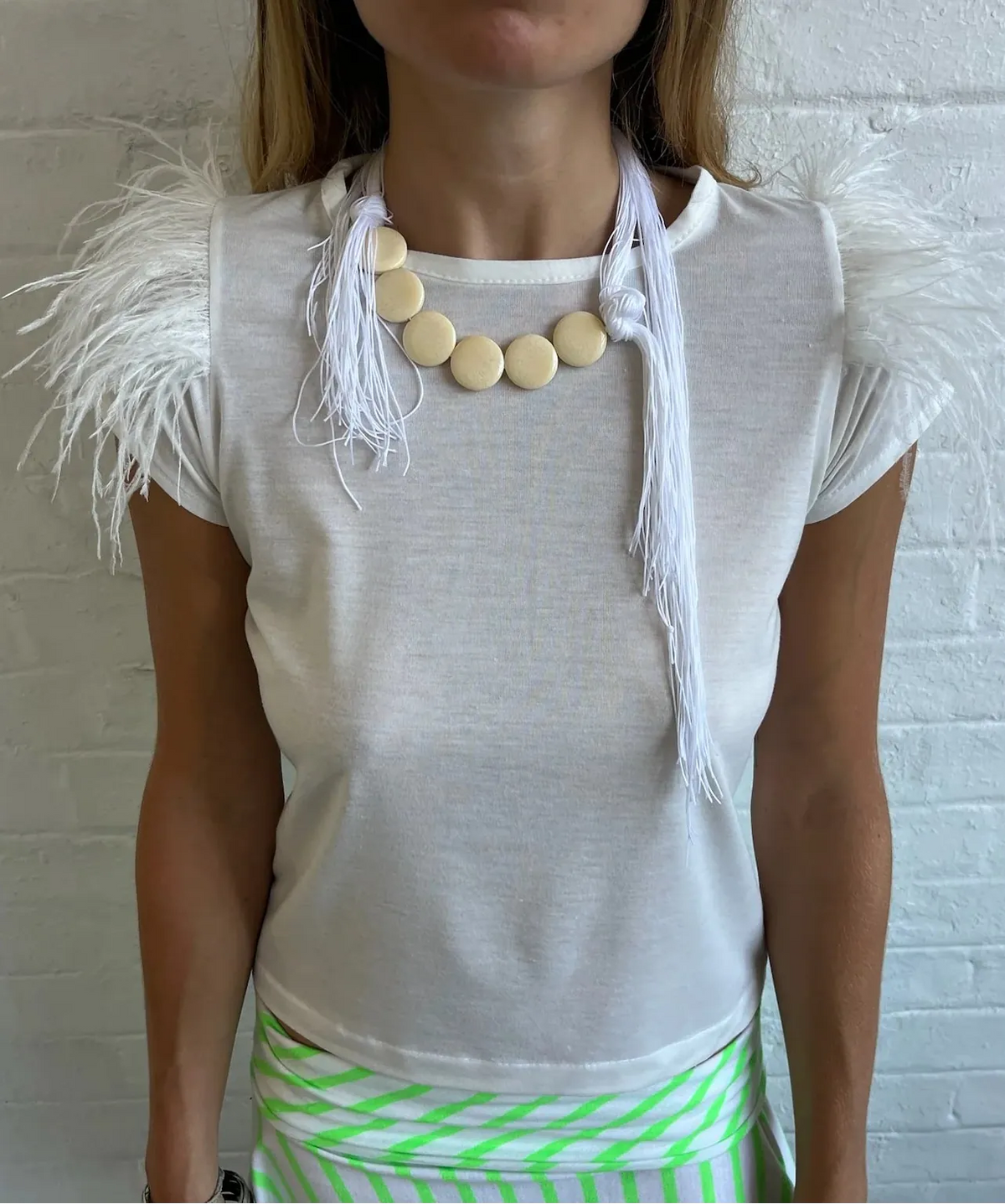 Ostrich Feather Baby Tee-Melissa Tida-APOC STORE