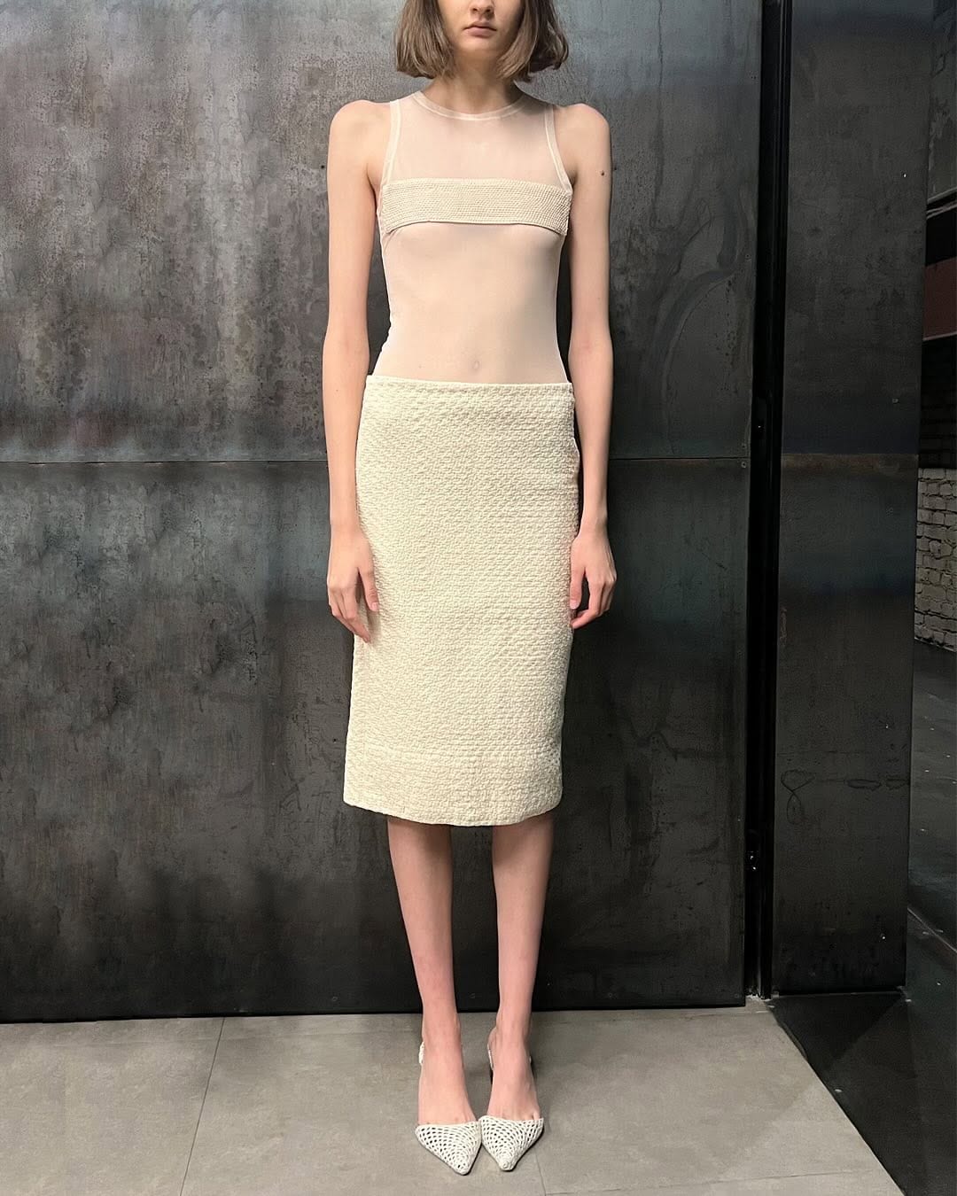 Mesh Tank Top with raffia detail-Nastyamasha-APOC STORE