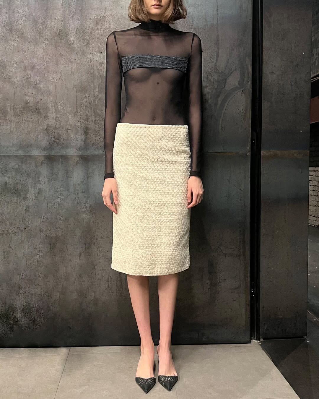 Mesh Longsleeve with Raffia detail-Nastyamasha-APOC STORE