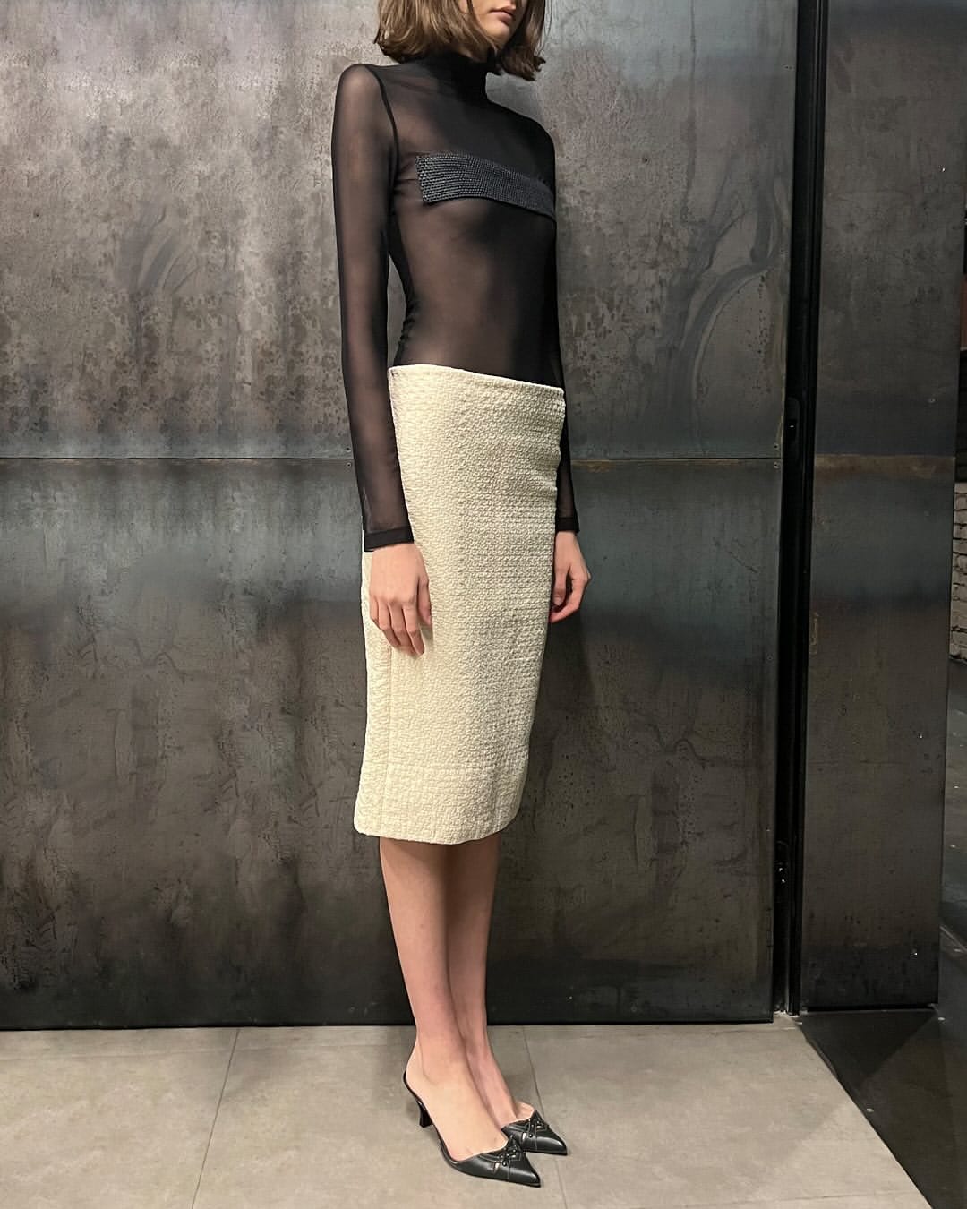 Mesh Longsleeve with Raffia detail-Nastyamasha-APOC STORE