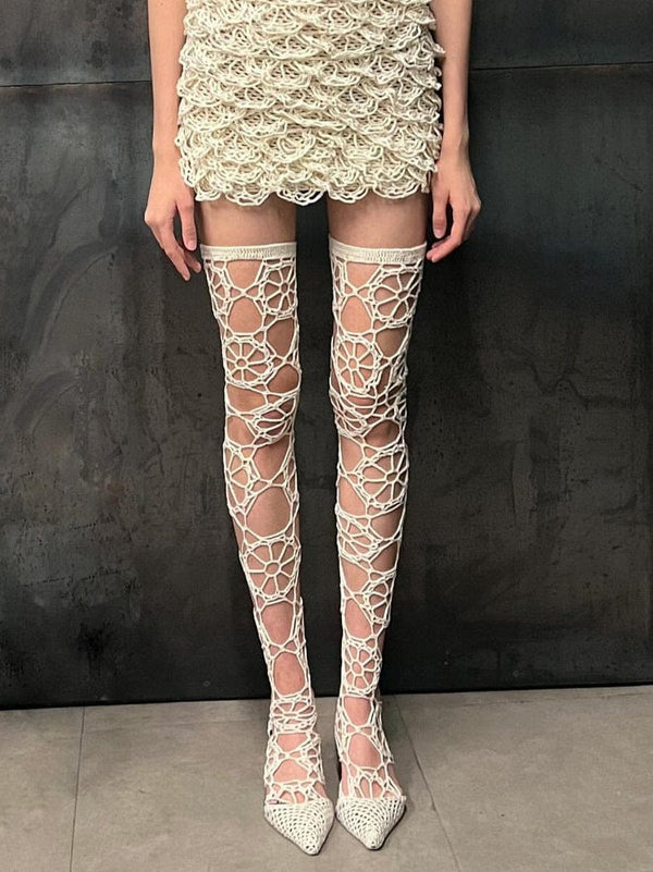 Crochet Floral Stockings-Nastyamasha-APOC STORE