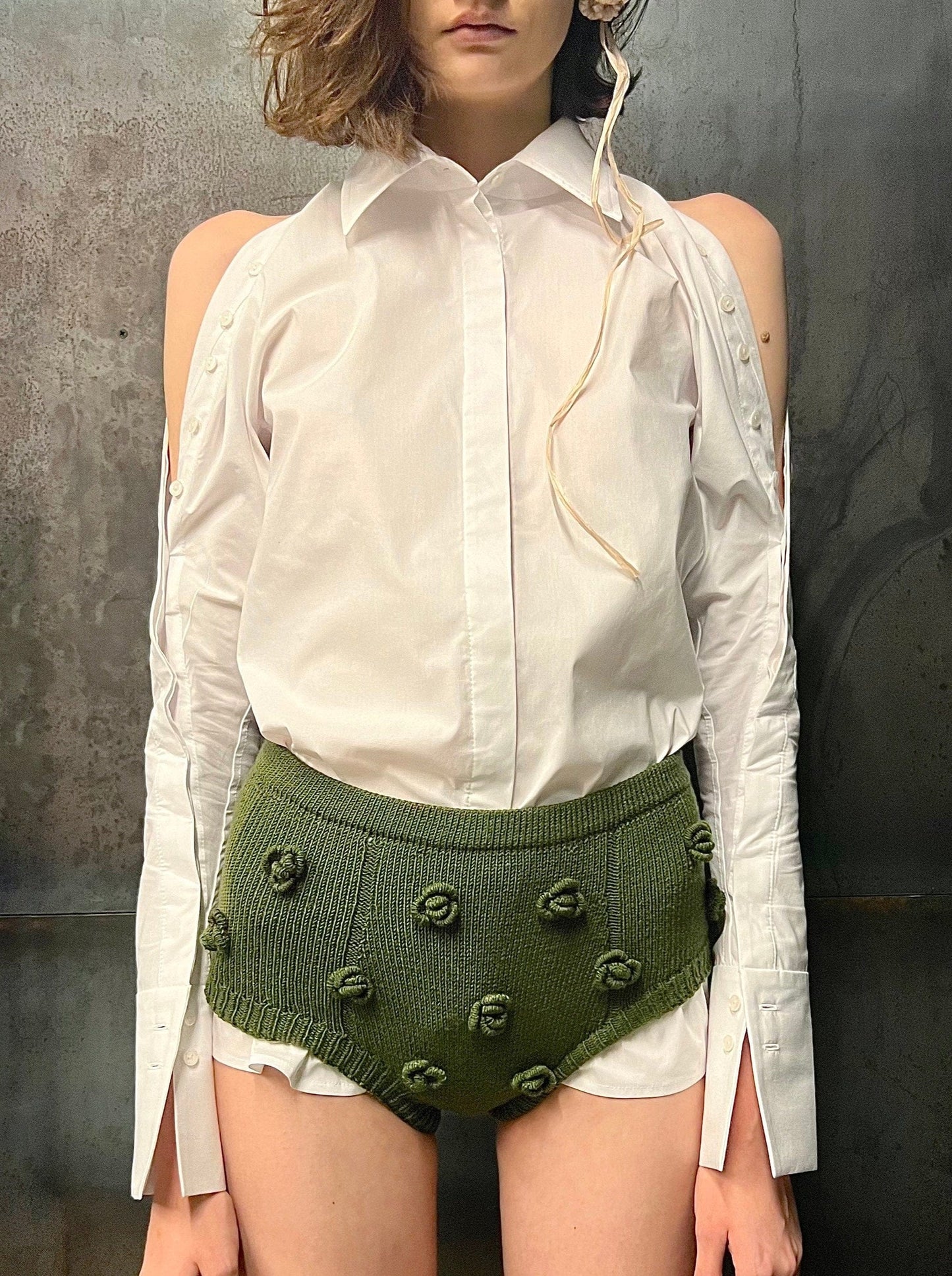 Knitted floral Shorts-Nastyamasha-APOC STORE