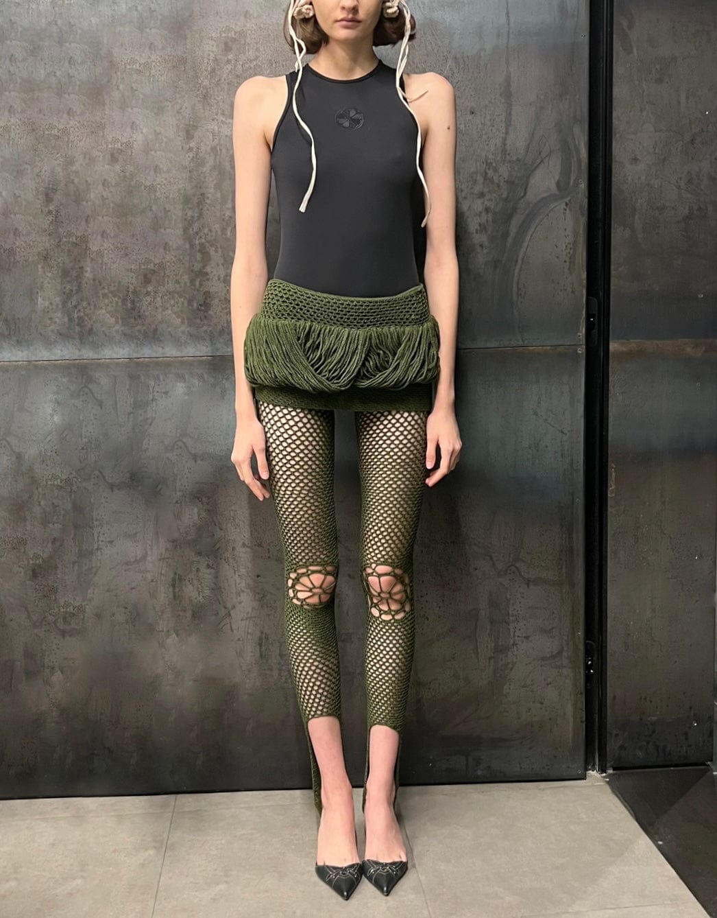 Crochet Micro skirt/Belt Khaki-Nastyamasha-APOC STORE