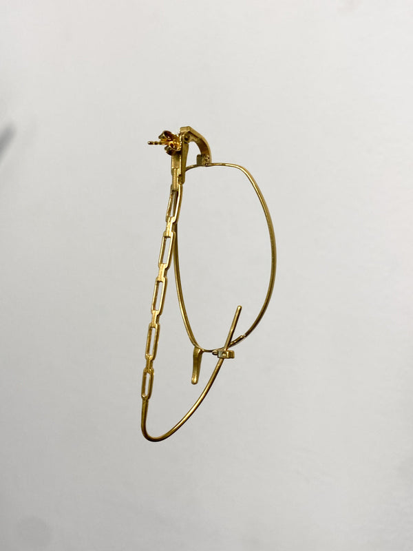Single big gold glasses earring 2-Lou de Bètoly-APOC STORE