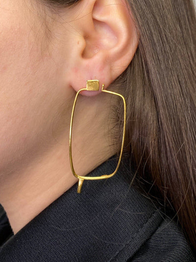 Pair of small gold glasses earrings 1-Lou de Bètoly-APOC STORE